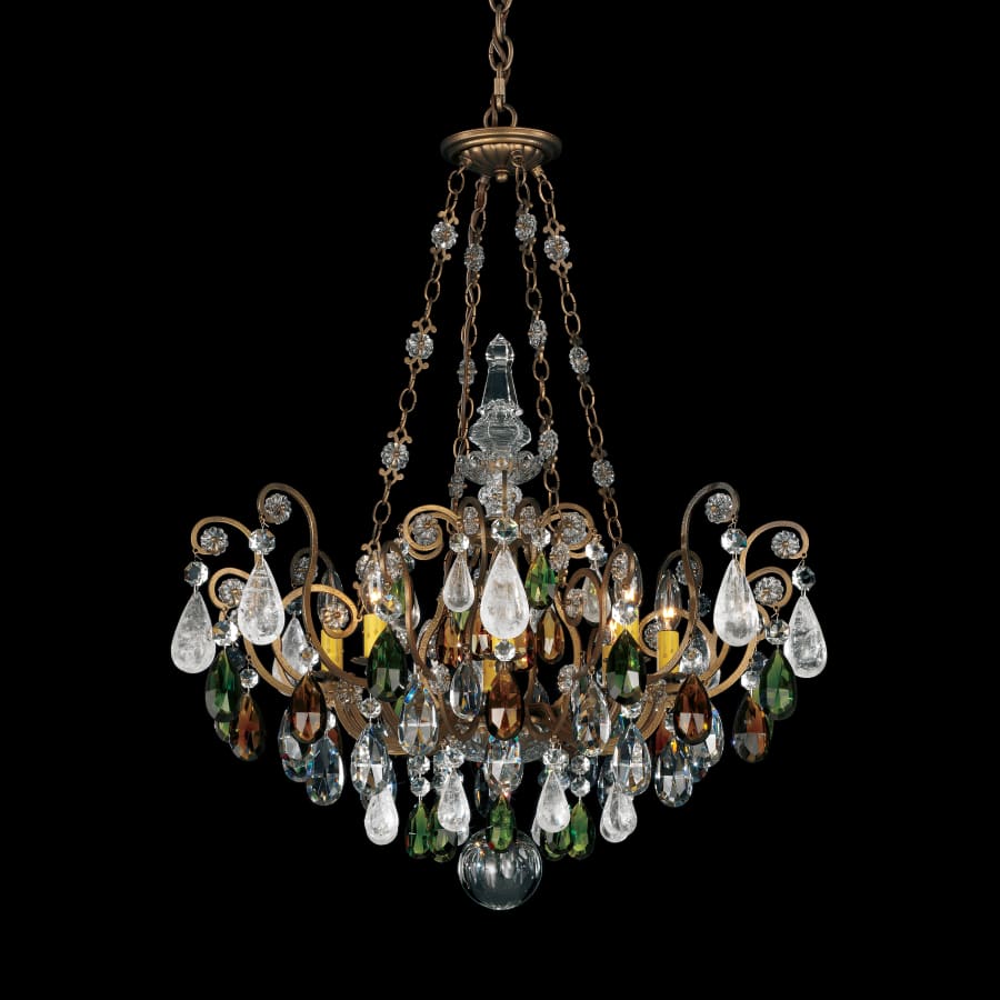 Renaissance 8 Light 27" Wide Crystal Chandelier with Smoke Topaz and Olivine Rock Crystals
