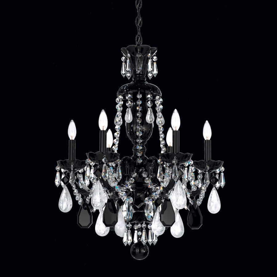 Hamilton 6 Light 22" Wide Crystal Chandelier with Black Rock Crystals