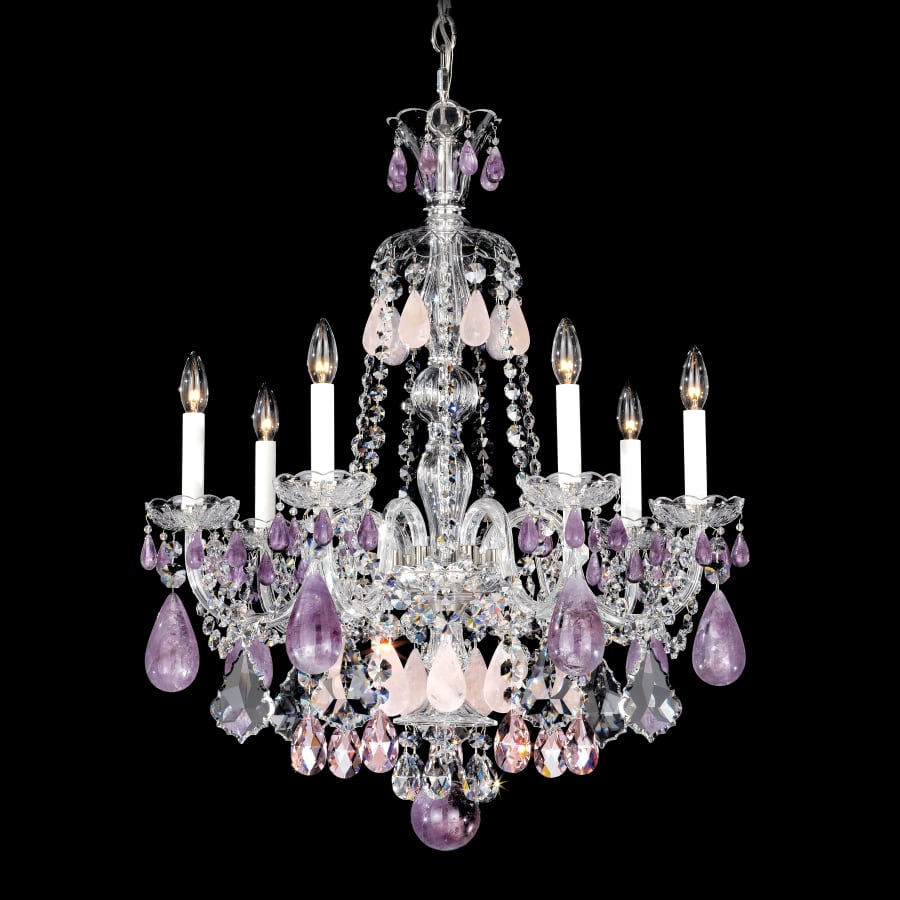Hamilton 7 Light 24" Wide Crystal Chandelier with Amethyst Rock Crystals