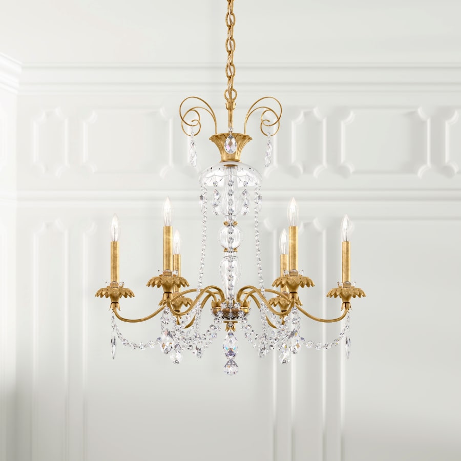 Helenia 6 Light 28" Wide Crystal Chandelier with Clear Heritage Crystal Accents
