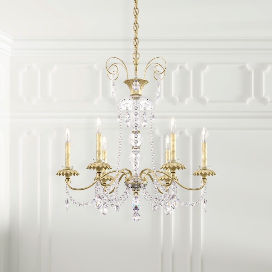Helenia 6 Light 28" Wide Crystal Chandelier with Clear Heritage Crystal Accents