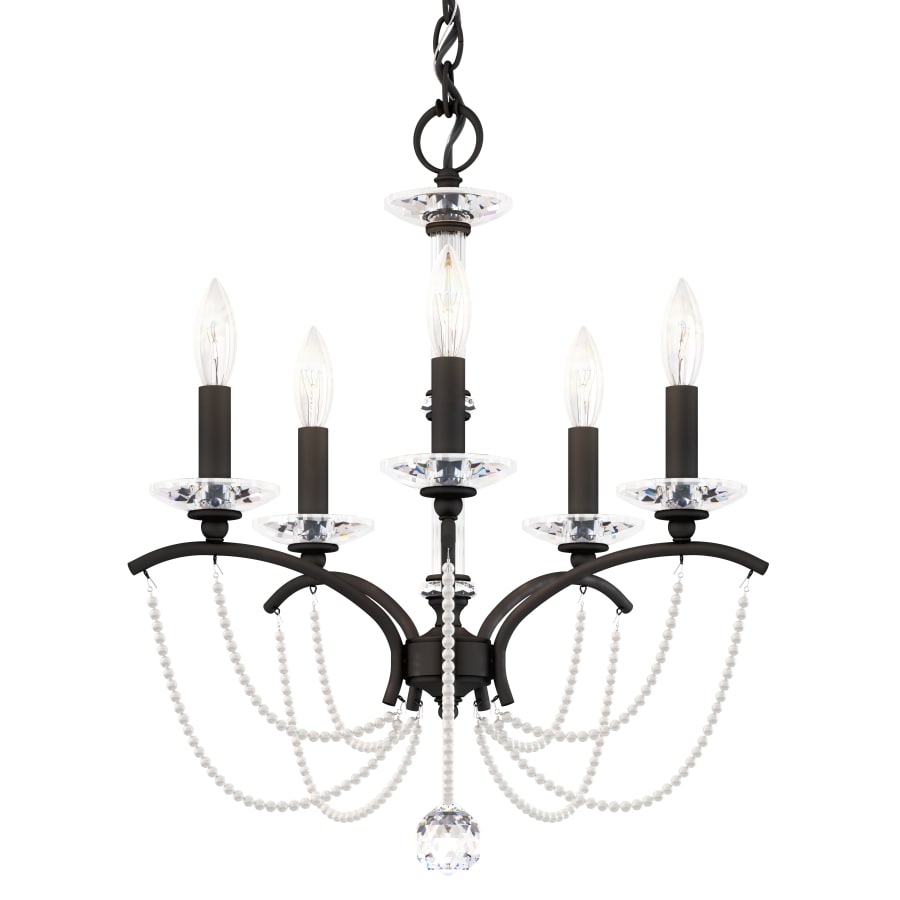 Priscilla 5 Light 18" Wide Crystal Chandelier with White Pearl Beads