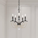 Priscilla 5 Light 18" Wide Crystal Chandelier with Bronze Pearl Beads