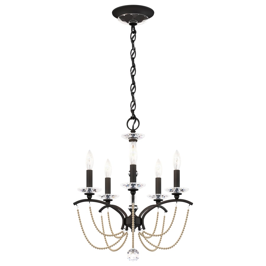 Priscilla 5 Light 18" Wide Crystal Chandelier with Bronze Pearl Beads