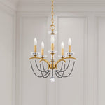 Priscilla 5 Light 18" Wide Crystal Chandelier with Dark Grey Pearl Beads