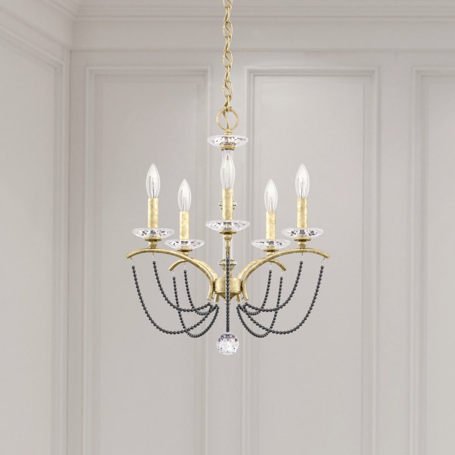 Priscilla 5 Light 18" Wide Crystal Chandelier with Dark Grey Pearl Beads