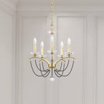 Priscilla 5 Light 18" Wide Crystal Chandelier with Dark Grey Pearl Beads