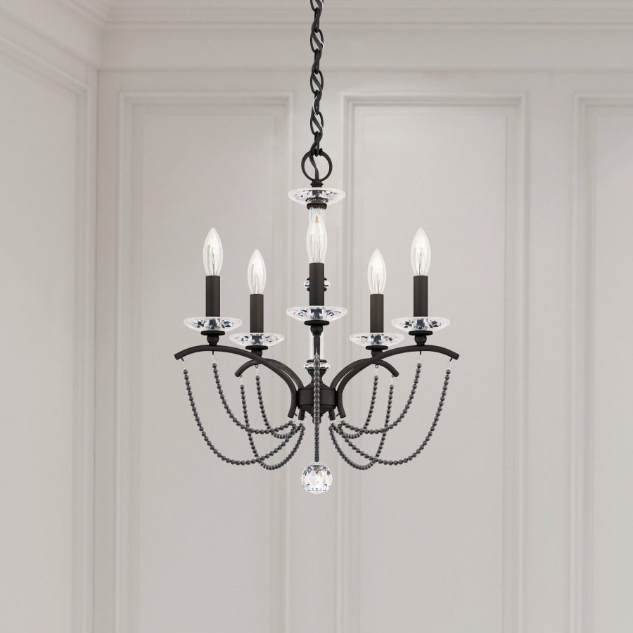 Priscilla 5 Light 18" Wide Crystal Chandelier with Dark Grey Pearl Beads