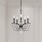 Priscilla 5 Light 18" Wide Crystal Chandelier with Dark Grey Pearl Beads