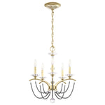 Priscilla 5 Light 18" Wide Crystal Chandelier with Dark Grey Pearl Beads