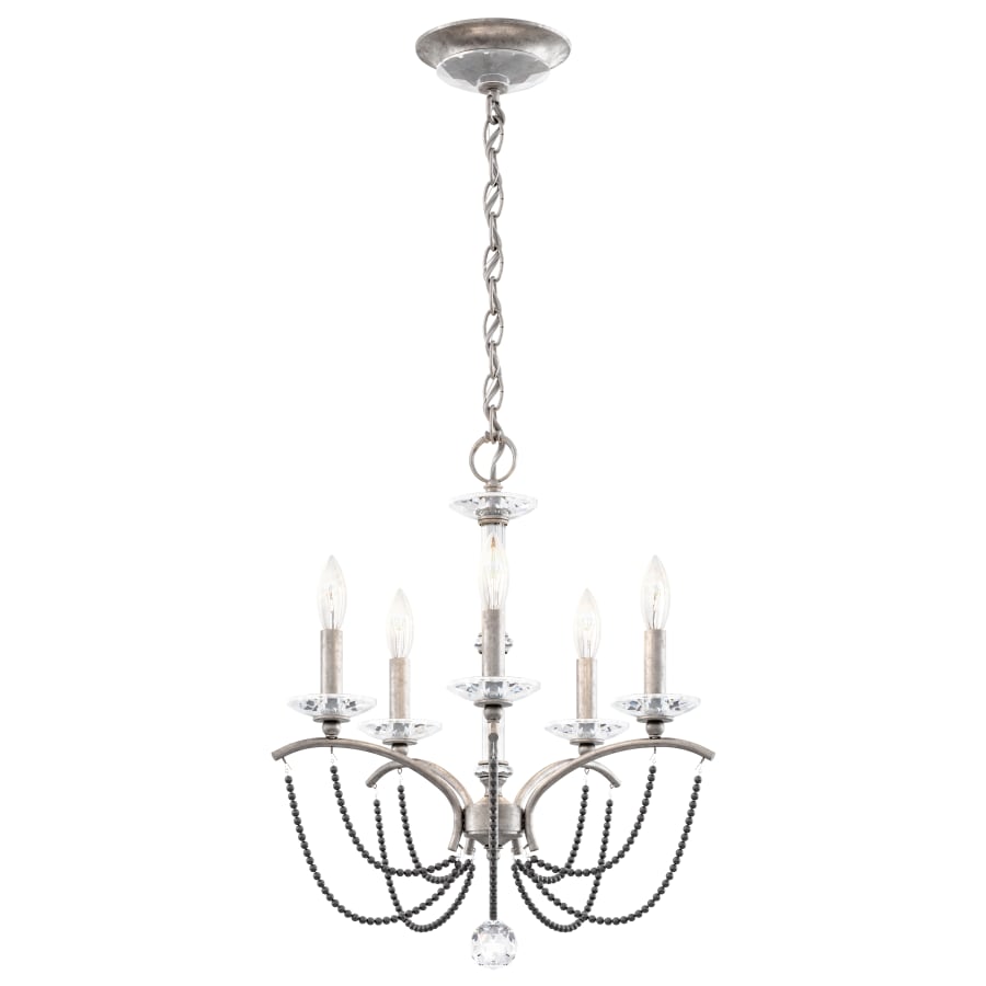 Priscilla 5 Light 18" Wide Crystal Chandelier with Dark Grey Pearl Beads