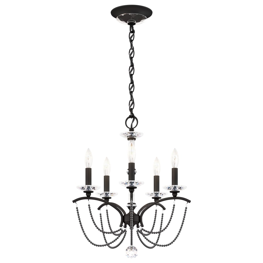 Priscilla 5 Light 18" Wide Crystal Chandelier with Dark Grey Pearl Beads