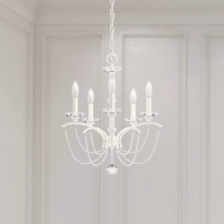 Priscilla 5 Light 18" Wide Crystal Chandelier with White Pearl Beads