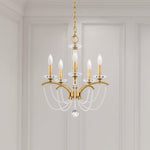 Priscilla 5 Light 18" Wide Crystal Chandelier with White Pearl Beads