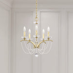 Priscilla 5 Light 18" Wide Crystal Chandelier with White Pearl Beads