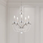 Priscilla 5 Light 18" Wide Crystal Chandelier with White Pearl Beads