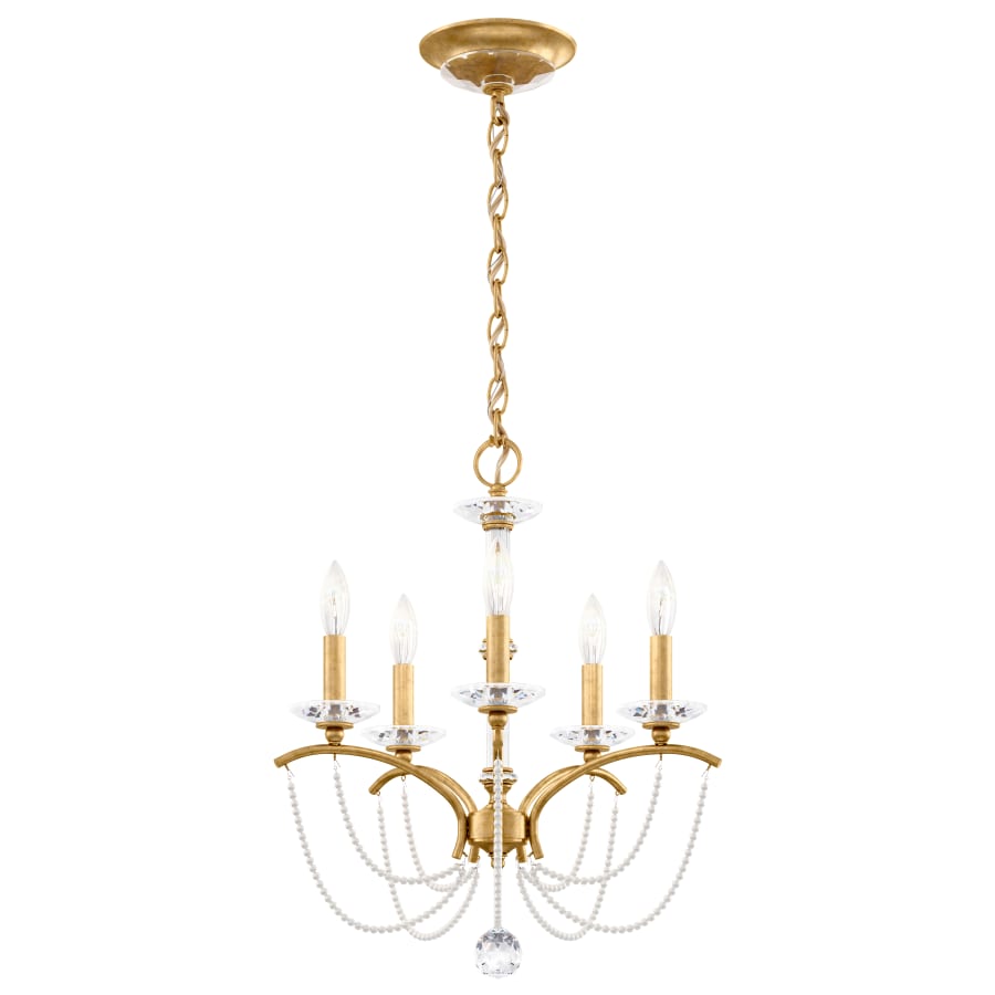 Priscilla 5 Light 18" Wide Crystal Chandelier with White Pearl Beads