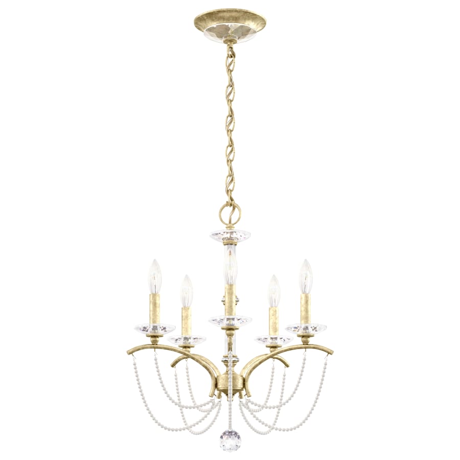 Priscilla 5 Light 18" Wide Crystal Chandelier with White Pearl Beads