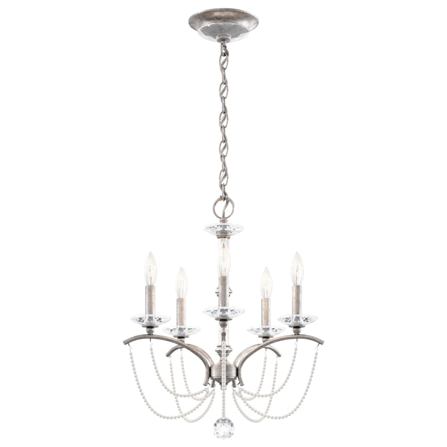 Priscilla 5 Light 18" Wide Crystal Chandelier with White Pearl Beads