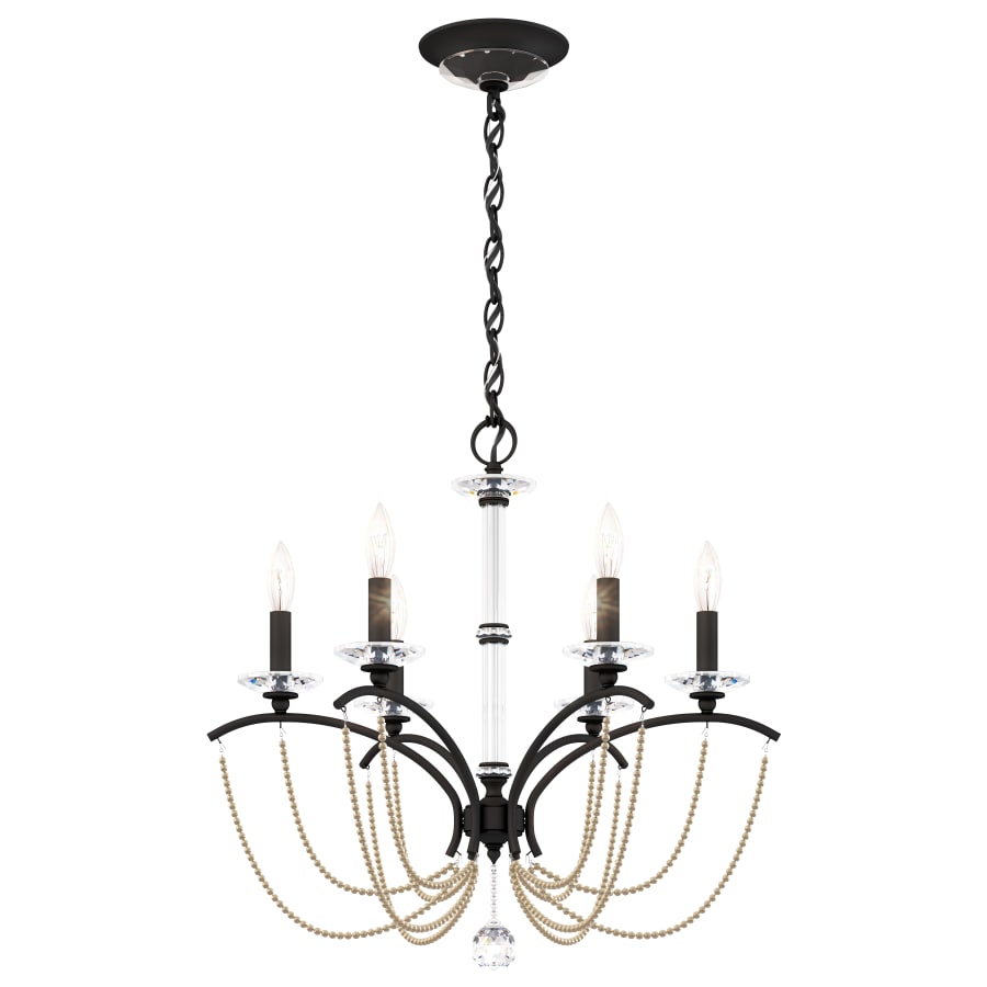 Priscilla 6 Light 24" Wide Crystal Chandelier with Bronze Pearl Beads