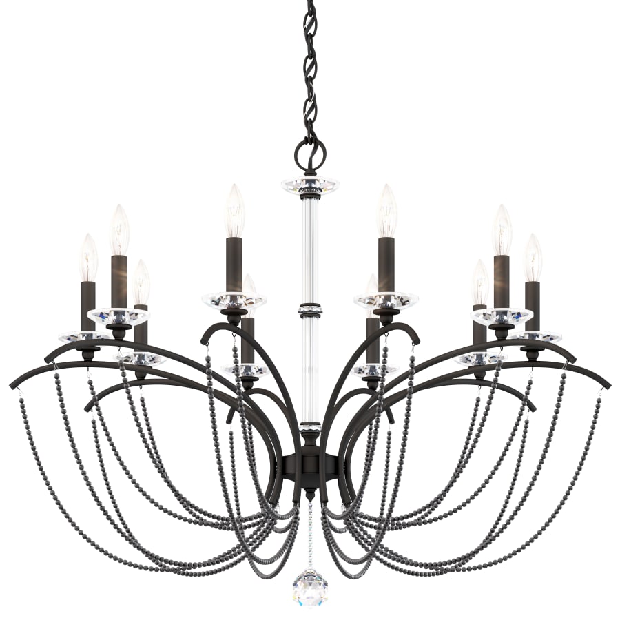 Priscilla 10 Light 36" Wide Crystal Chandelier with Dark Grey Pearl Beads