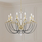 Priscilla 10 Light 36" Wide Crystal Chandelier with Dark Grey Pearl Beads