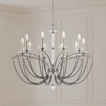 Priscilla 10 Light 36" Wide Crystal Chandelier with Dark Grey Pearl Beads