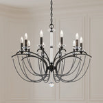 Priscilla 10 Light 36" Wide Crystal Chandelier with Dark Grey Pearl Beads