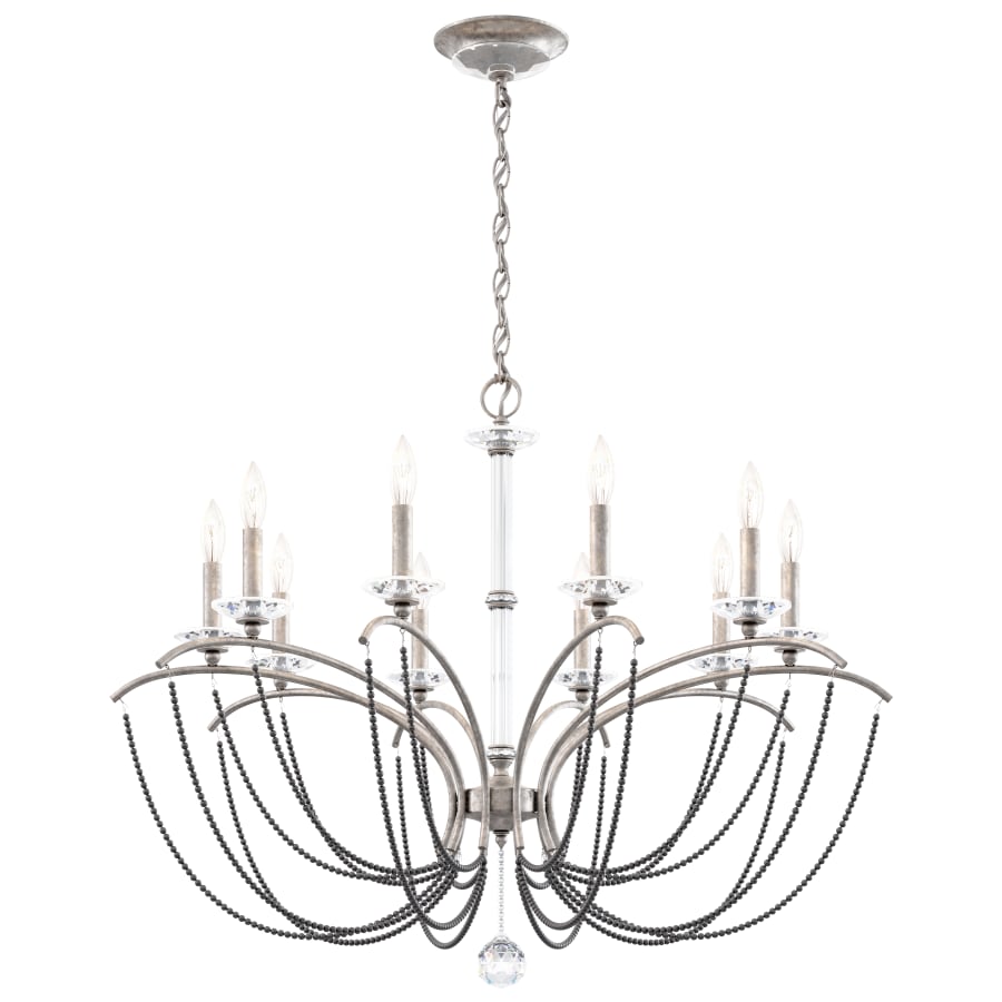 Priscilla 10 Light 36" Wide Crystal Chandelier with Dark Grey Pearl Beads