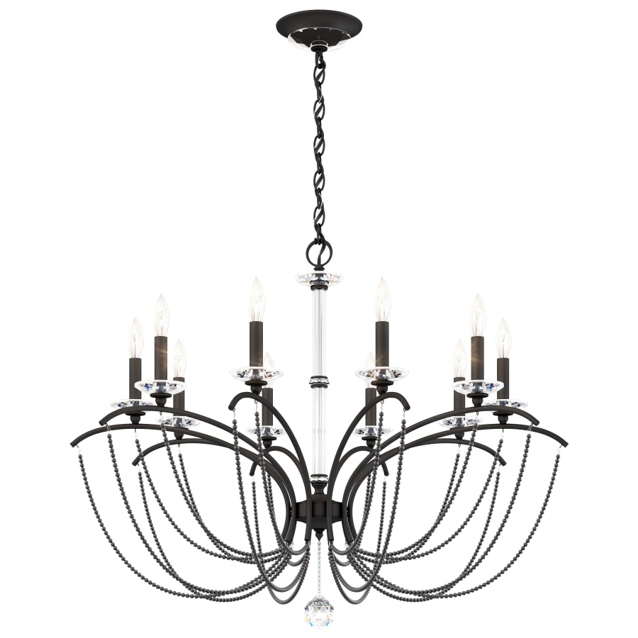 Priscilla 10 Light 36" Wide Crystal Chandelier with Dark Grey Pearl Beads