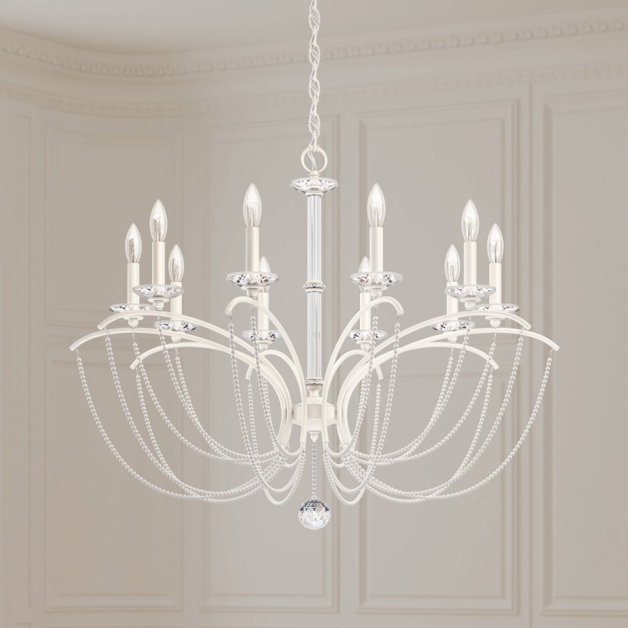 Priscilla 10 Light 36" Wide Crystal Chandelier with White Pearl Beads