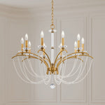 Priscilla 10 Light 36" Wide Crystal Chandelier with White Pearl Beads