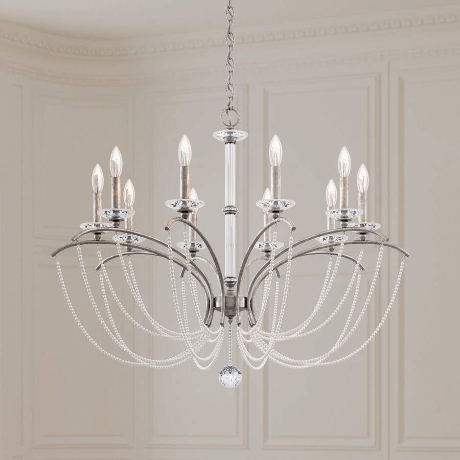 Priscilla 10 Light 36" Wide Crystal Chandelier with White Pearl Beads