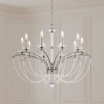Priscilla 10 Light 36" Wide Crystal Chandelier with White Pearl Beads