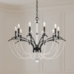 Priscilla 10 Light 36" Wide Crystal Chandelier with White Pearl Beads