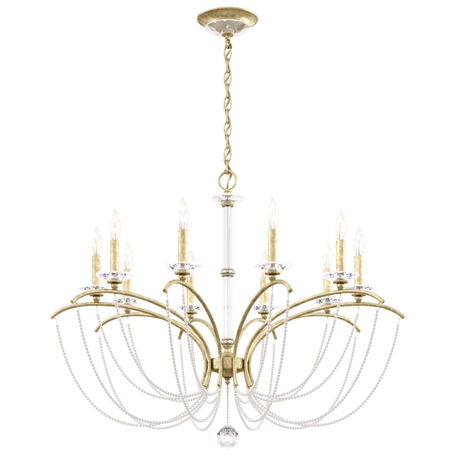 Priscilla 10 Light 36" Wide Crystal Chandelier with White Pearl Beads