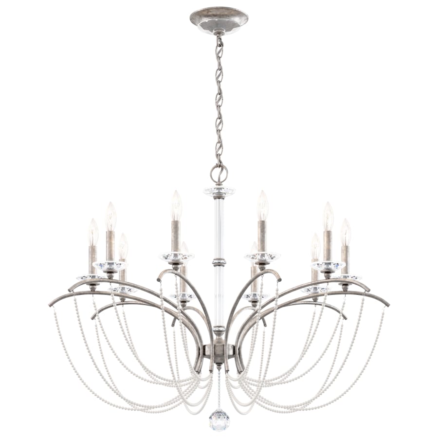 Priscilla 10 Light 36" Wide Crystal Chandelier with White Pearl Beads