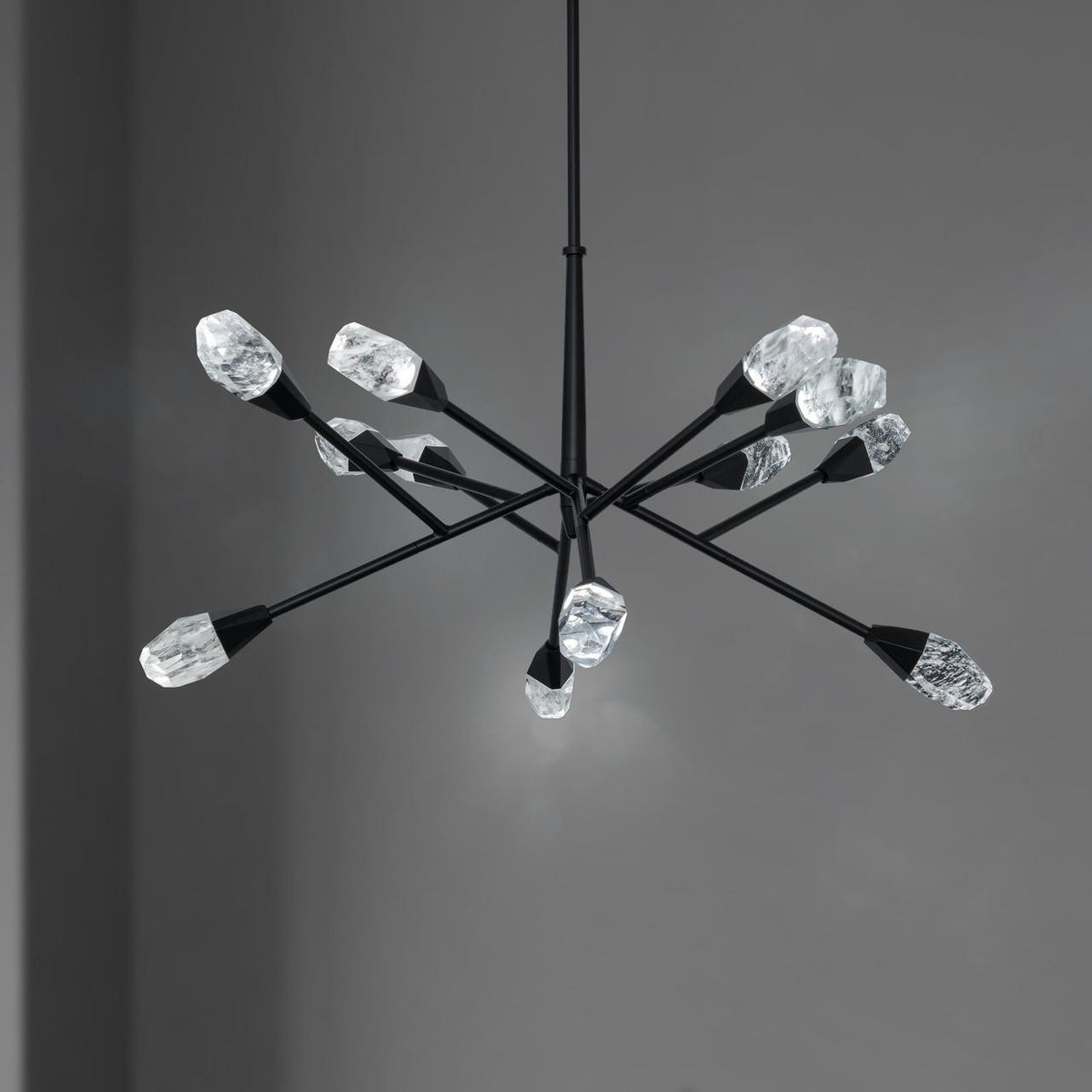 Synapse Chandelier, Integrated LED, Black, Optic Haze Quartz (BPD32232-BK YUEX014AZY)