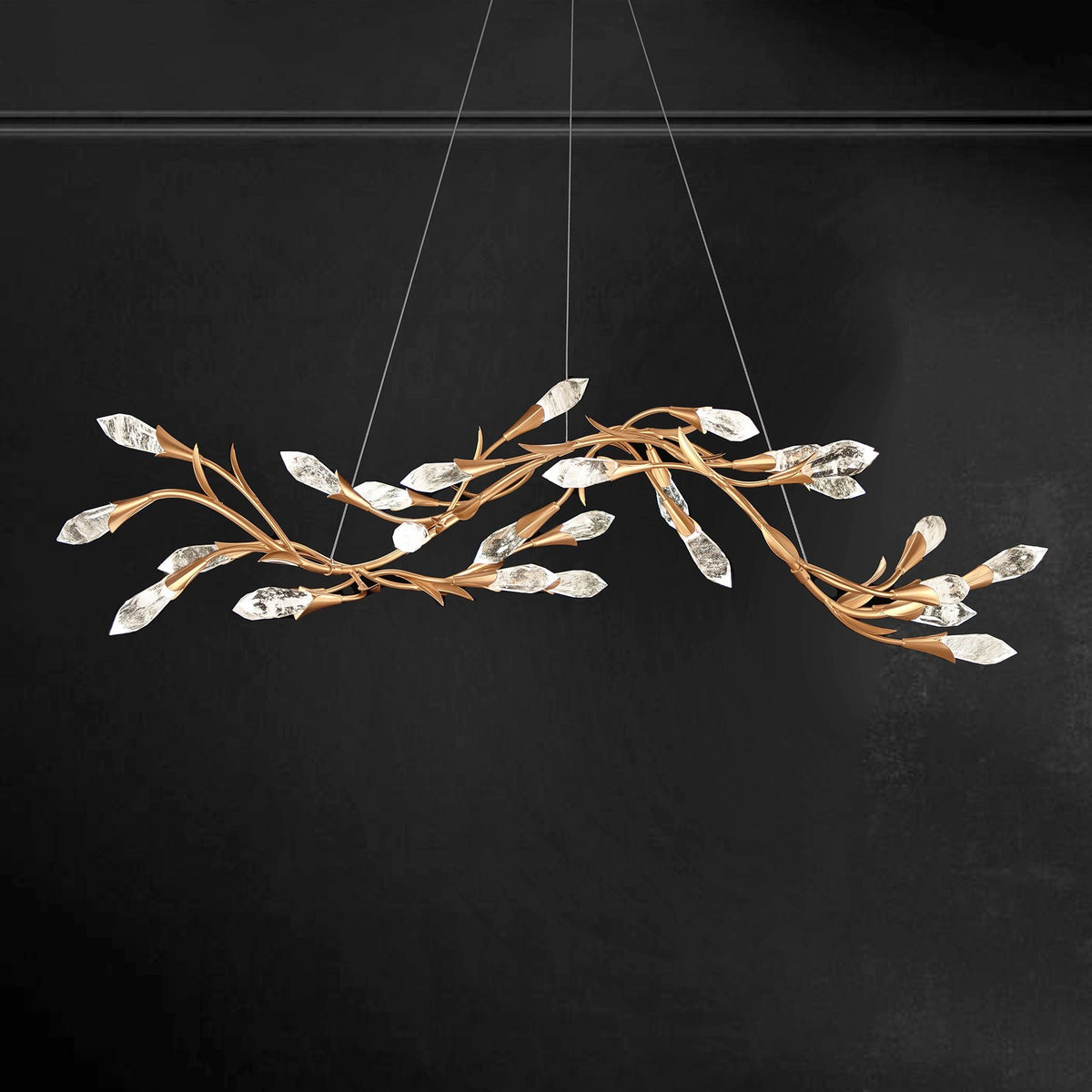 Schonbek Secret Garden 56.25" French Gold and Crystal Linear Pendant