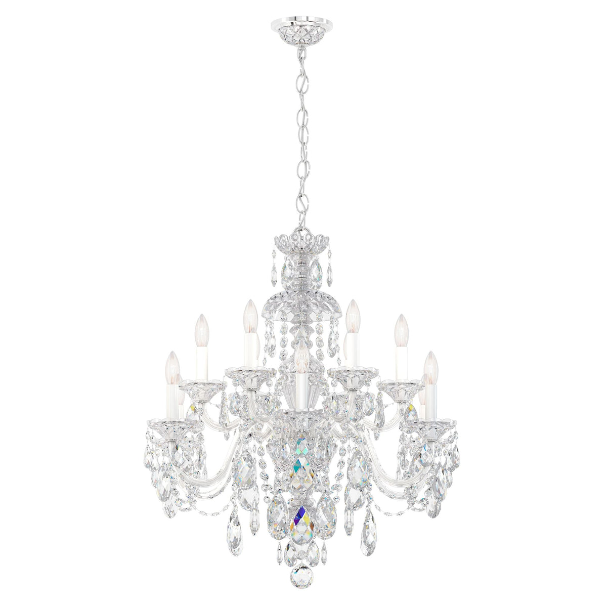 Schonbek Sterling 29"W Polished Silver 12-Light Chandelier