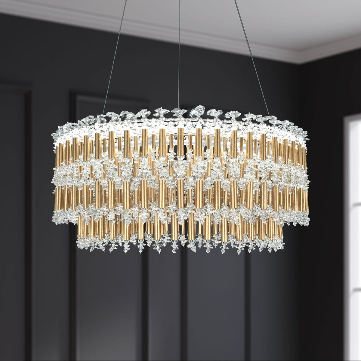 Schonbek Tahitian 25" Wide Heirloom Gold Clear Crystal 1-Light Pendant