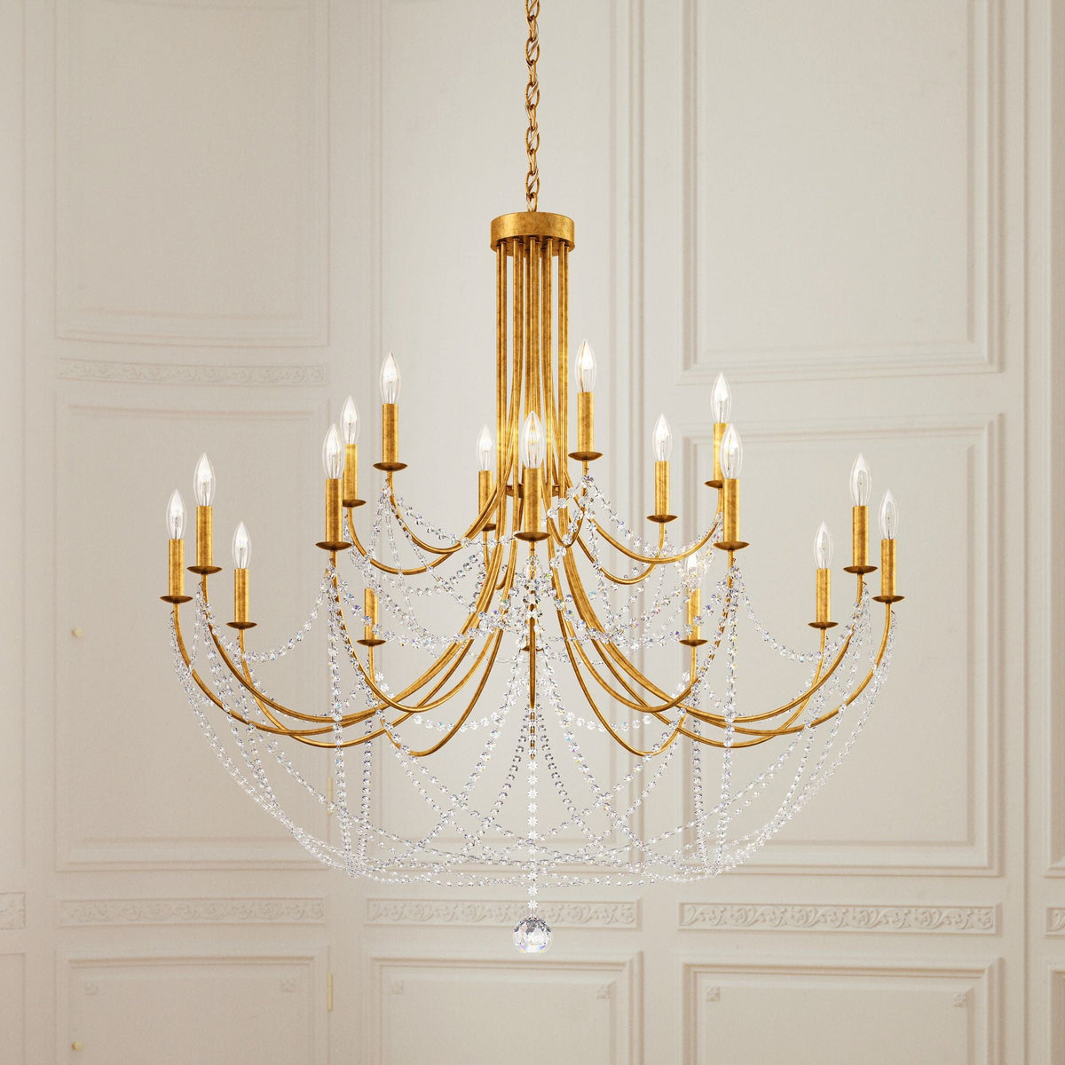 Schonbek Verdana 43" Wide Gold 18-Light 2-Tier Pendant Light
