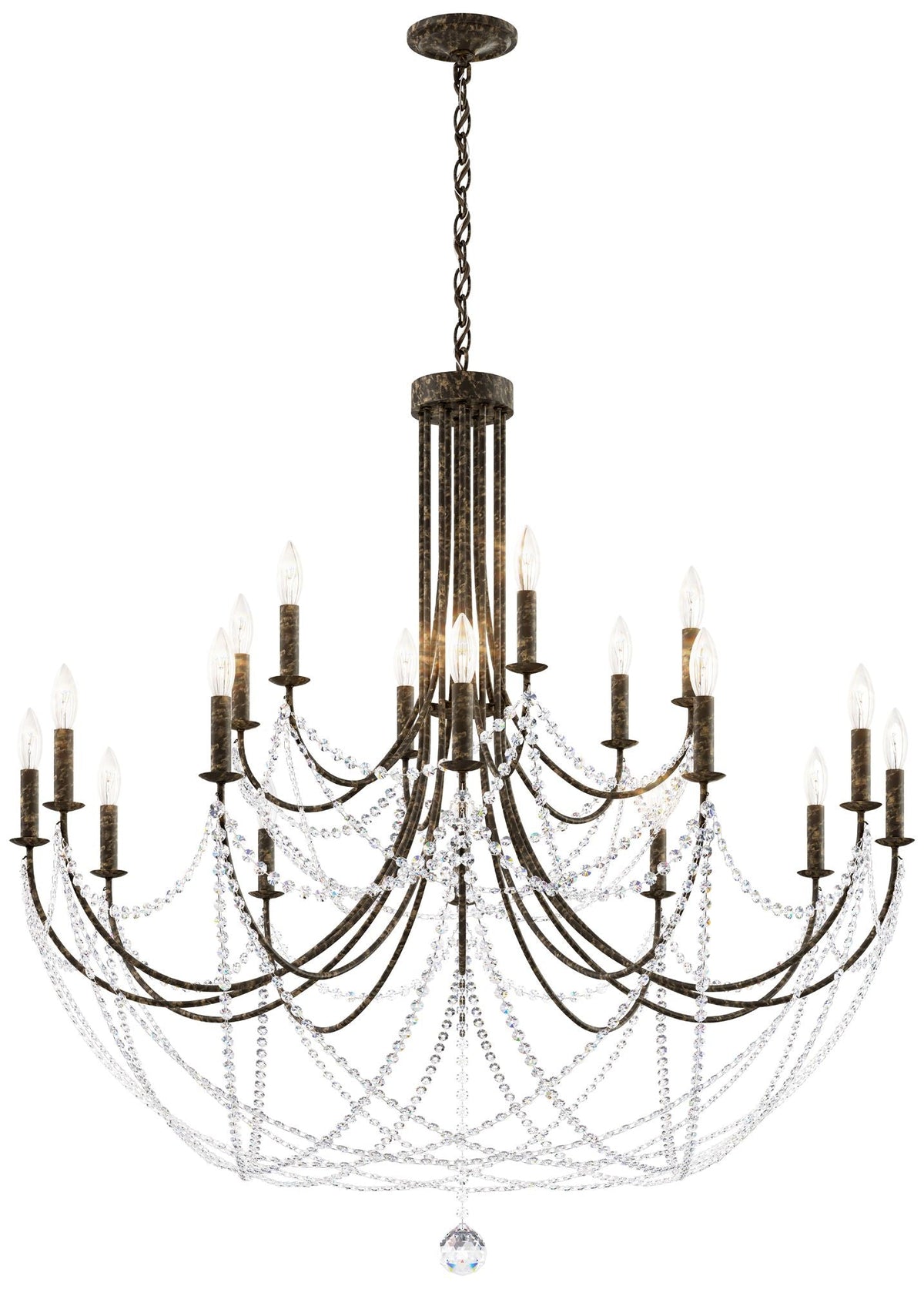 Schonbek Verdana 43"W Bronze 18-Light 2-Tier Pendant Light