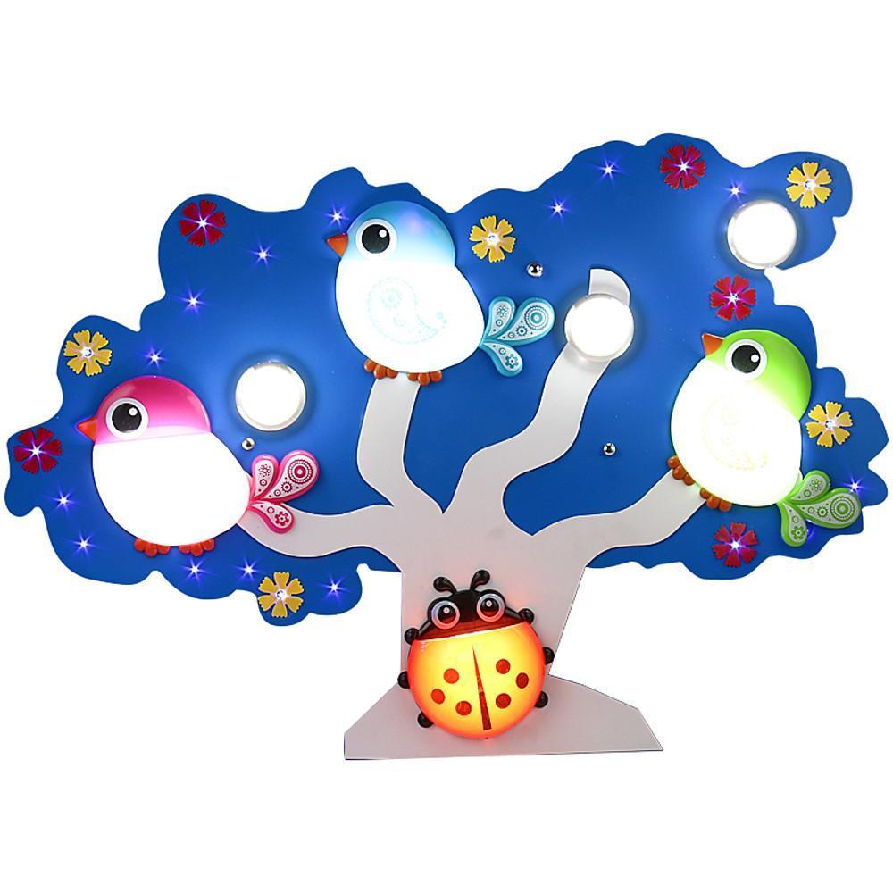 LED Wildlife Colorful Painted Acrylic Glass Flush Mount Ceiling Light for Baby Kids