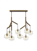 Sedona Triple Chandelier, 12-Light, LED, Satin Nickel, Transparent Glass Orb, 24.5"W (700SDNMPL3KS-LED927 70E7GVC)