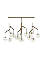 Sedona Triple Chandelier, 12-Light, LED, Aged Brass, Transparent Glass Orb, 24.5"W (700SDNMPL3CR-LED927 70E7GV5)