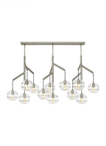 Sedona Triple Chandelier, 12-Light, LED, Satin Nickel, Transparent Glass Orb, 24.5"W (700SDNMPL3CS-LED927 70E7GV7)