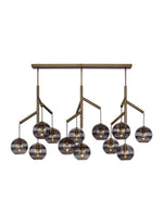Sedona Triple Chandelier, 12-Light, LED, Satin Nickel, Transparent Glass Orb, 24.5"W (700SDNMPL3CS-LED927 70E7GV7)