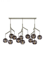 Sedona Triple Chandelier, 12-Light, Satin Nickel, Transparent Glass Orb, 24.5"W (700SDNMPL3KS 70E7GVA)