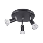 3-Light Industrial Modern Metal Black Flush Mount Ceiling Light for Bedroom